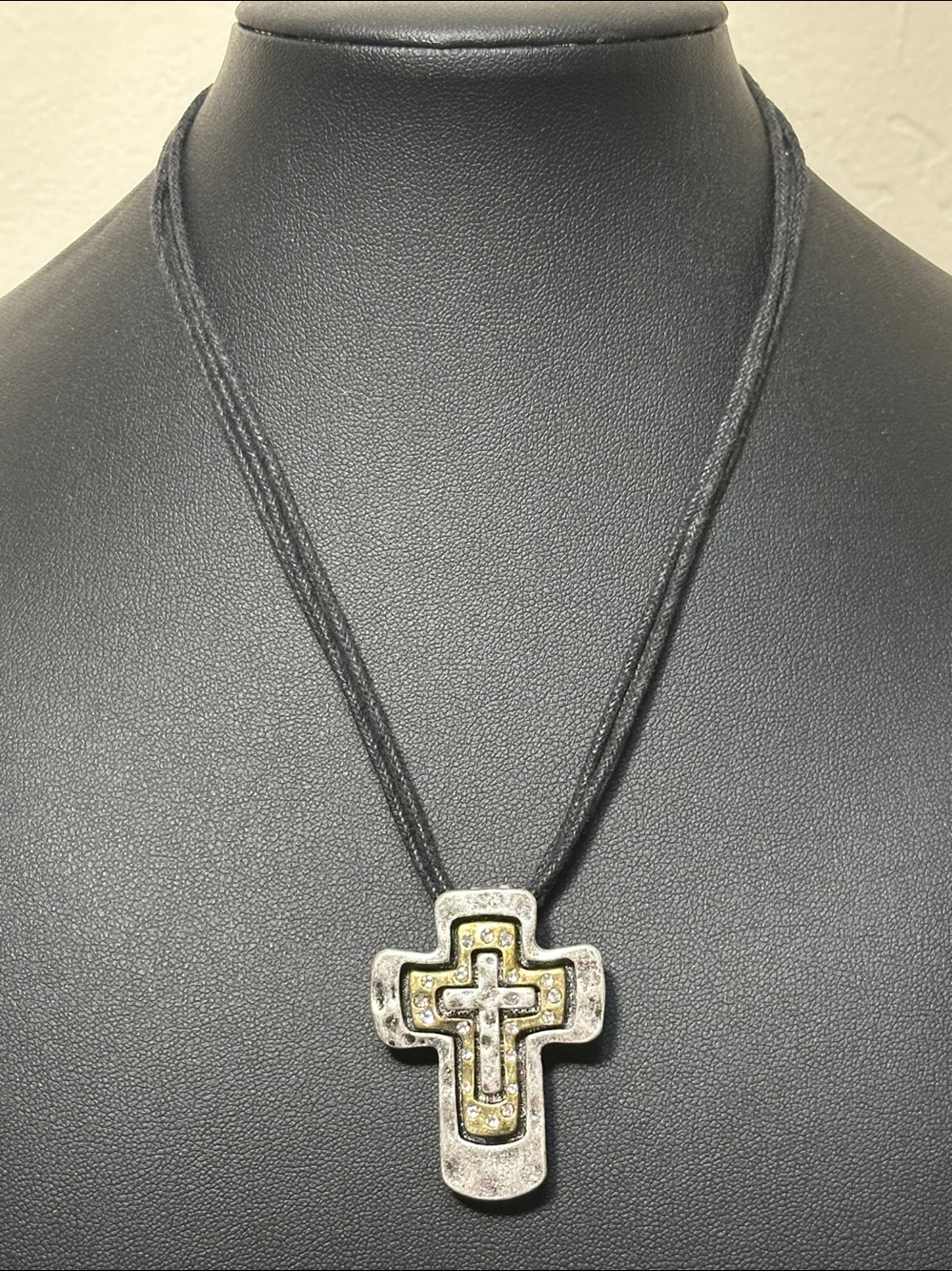 Premier Designs "Haven" Retired Multi-Layered Cross Necklace